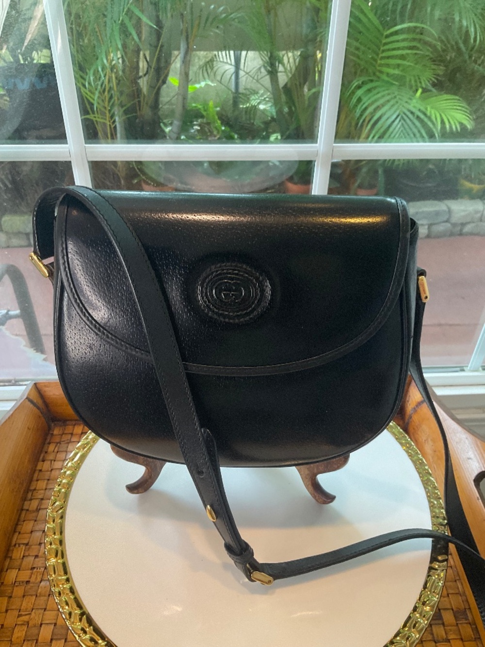 GUCCI VTG Authentic Black Coated Pebbled Crossbody Bag - Picture 1 of 9